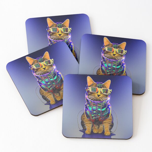 Item preview, exclusive groovy fashionable haute cat with glasses and gold chain designed and sold by ValleyDream.