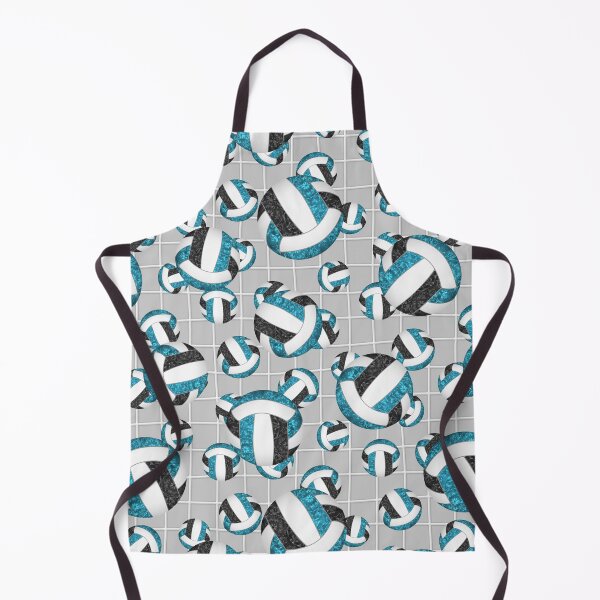 Item preview, girly teal black volleyballs pattern with net detail accent designed and sold by katzdzynes.