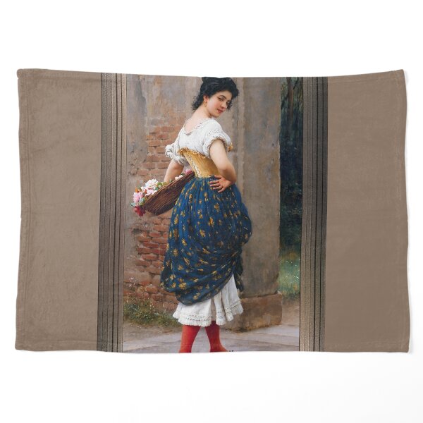 A Maiden With A Basket Of Roses by Eugen von Blaas Remastered Xzendor7 Classical Art Old Masters Reproductions Pet Blanket