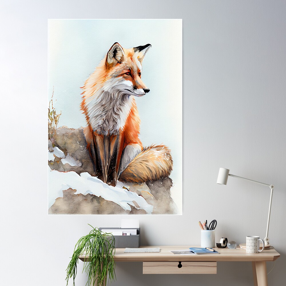 Arctic Fox - Watercolor Paint Poster for Sale by ABArtByAlexST