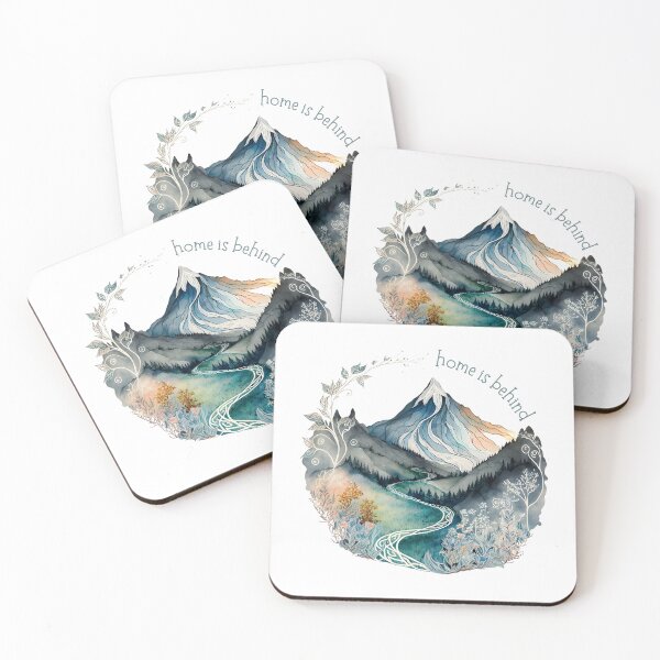 Item preview, Home Is Behind - Lonely Mountain - Watercolor Art - White - Fantasy designed and sold by Fenay Designs.