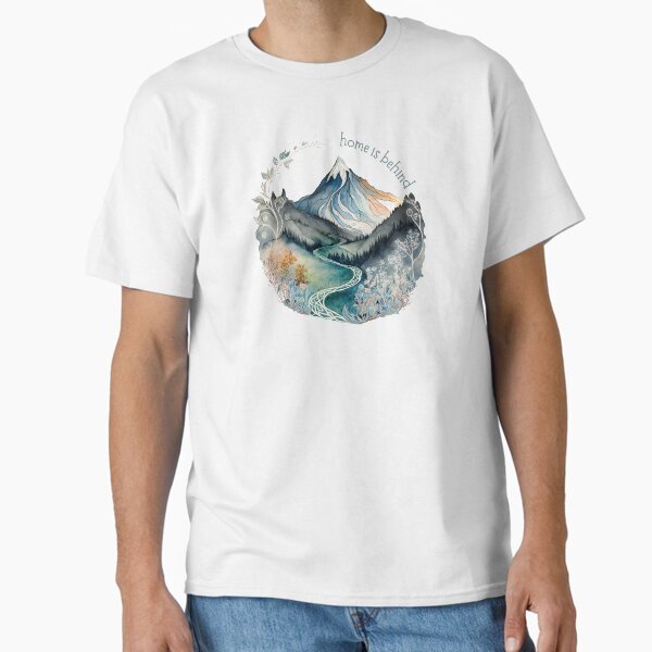 Artikel-Vorschau von Home Is Behind - Einsamer Berg - Aquarellkunst - Weiß - Fantasie, designt und verkauft von Fenay Designs.