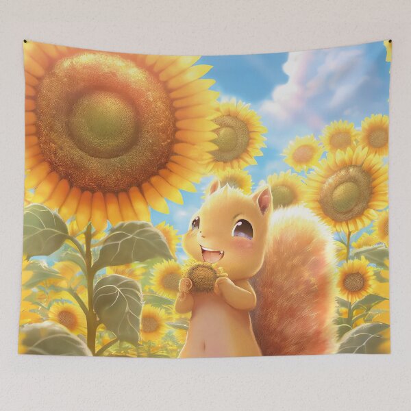 Item preview, Squirrel in sunflowerfields holding flower designed and sold by ai-miilk.