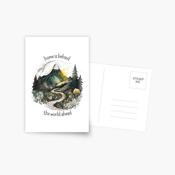 Artikel-Vorschau von Das Zuhause liegt hinter uns, die Welt liegt vor uns - Einsamer Berg - Aquarellkunst - Weiß - Fantasie, designt und verkauft von Fenay Designs.