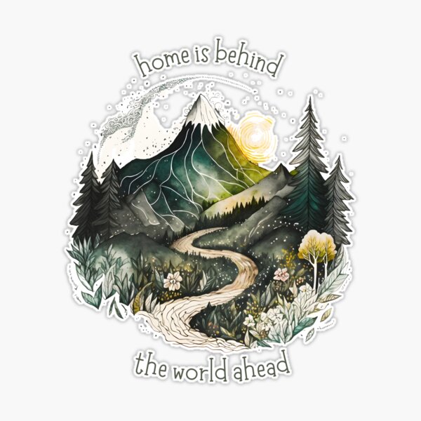 Home Is Behind, the World Ahead - Lonely Mountain - Watercolor Art - White  - Fantasy Sticker for Sale by Fenay Designs