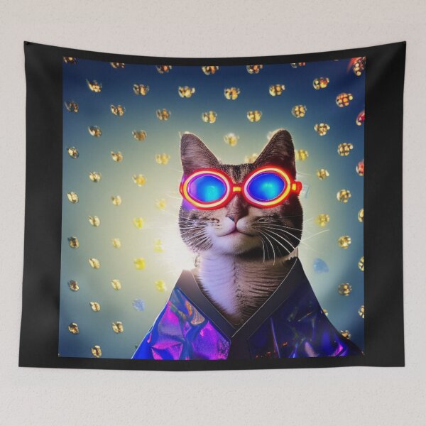 Artikelvorschau, exklusive fetzige modische Haute Cat mit Brille und Goldkette entworfen und verkauft von ValleyDream.