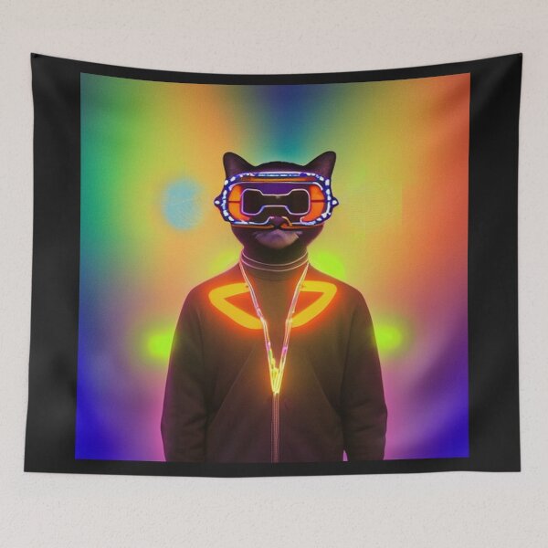 Artikelvorschau, exklusive fetzige modische Haute Cat mit Brille und Goldkette entworfen und verkauft von ValleyDream.