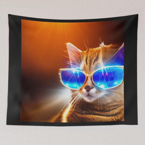 Artikelvorschau, exklusive fetzige modische Haute Cat mit Brille und Goldkette entworfen und verkauft von ValleyDream.