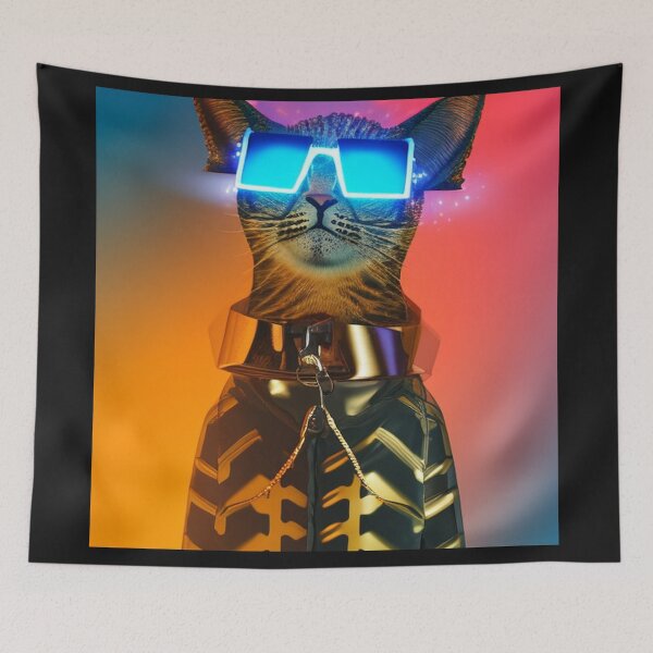 Artikelvorschau, exklusive fetzige modische Haute Cat mit Brille und Goldkette entworfen und verkauft von ValleyDream.