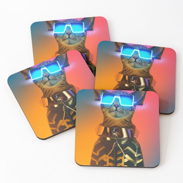 Item preview, exclusive groovy fashionable haute cat with glasses and gold chain designed and sold by ValleyDream.