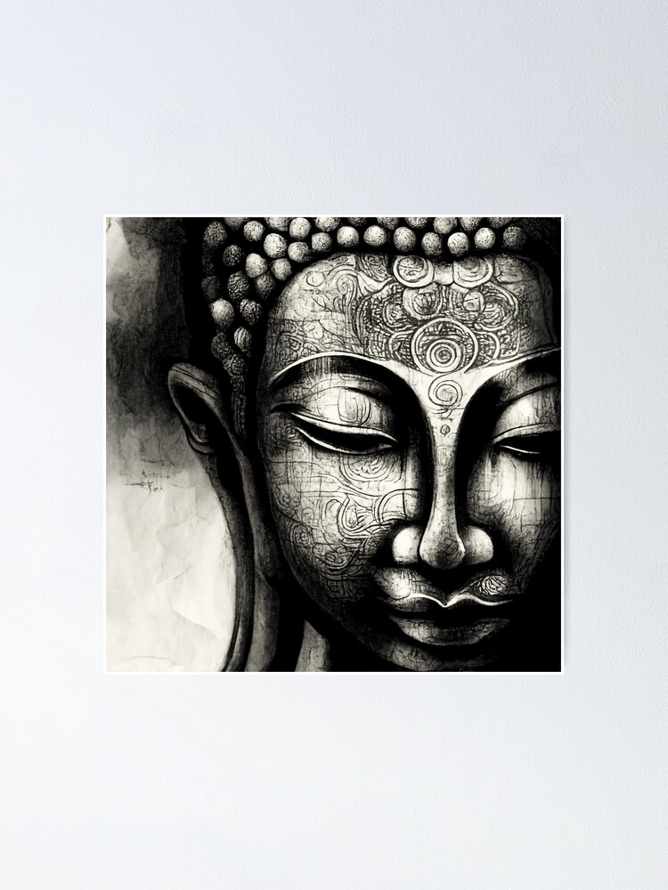 Bouddha noir et blanc Poster