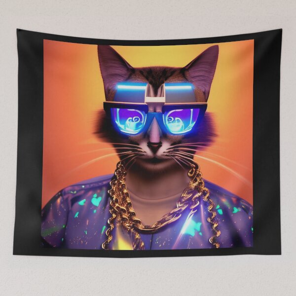 Artikelvorschau, exklusive fetzige modische Haute Cat mit Brille und Goldkette entworfen und verkauft von ValleyDream.