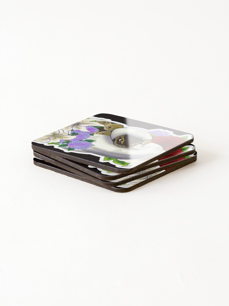 Thumbnail 4 of 5, Coasters (Set of 4), Ball Python Normal Pied designed and sold by Kirin-Riki.
