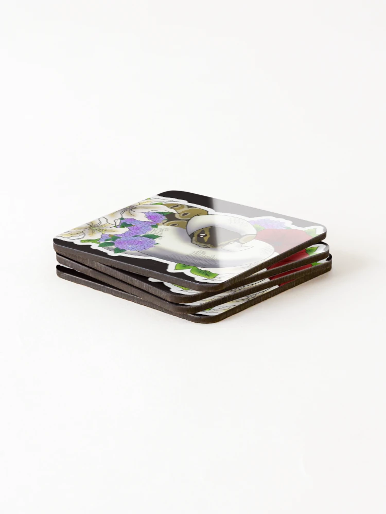 Thumbnail 4 of 5, Coasters (Set of 4), Ball Python Normal Pied designed and sold by Kirin-Riki.