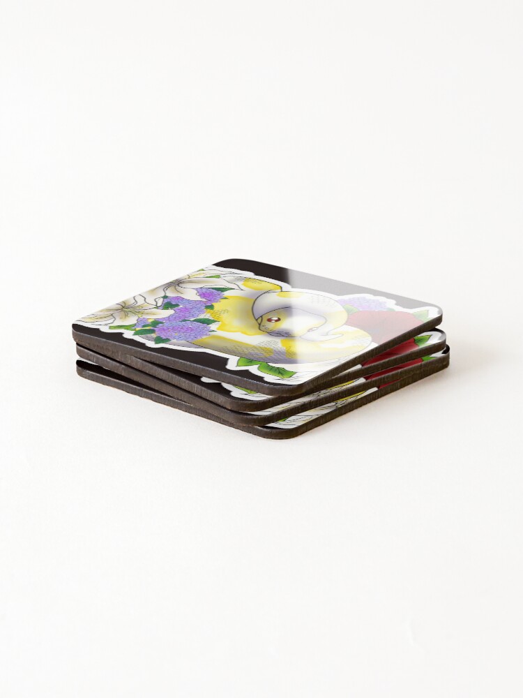 Thumbnail 4 of 5, Coasters (Set of 4), Ball Python Albino designed and sold by Kirin-Riki.