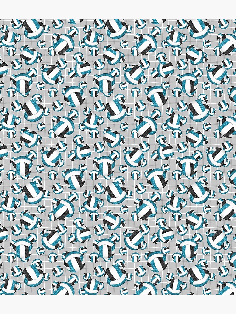 Thumbnail 3 of 3, Backpack, girly teal black volleyballs pattern with net detail accent designed and sold by katzdzynes.