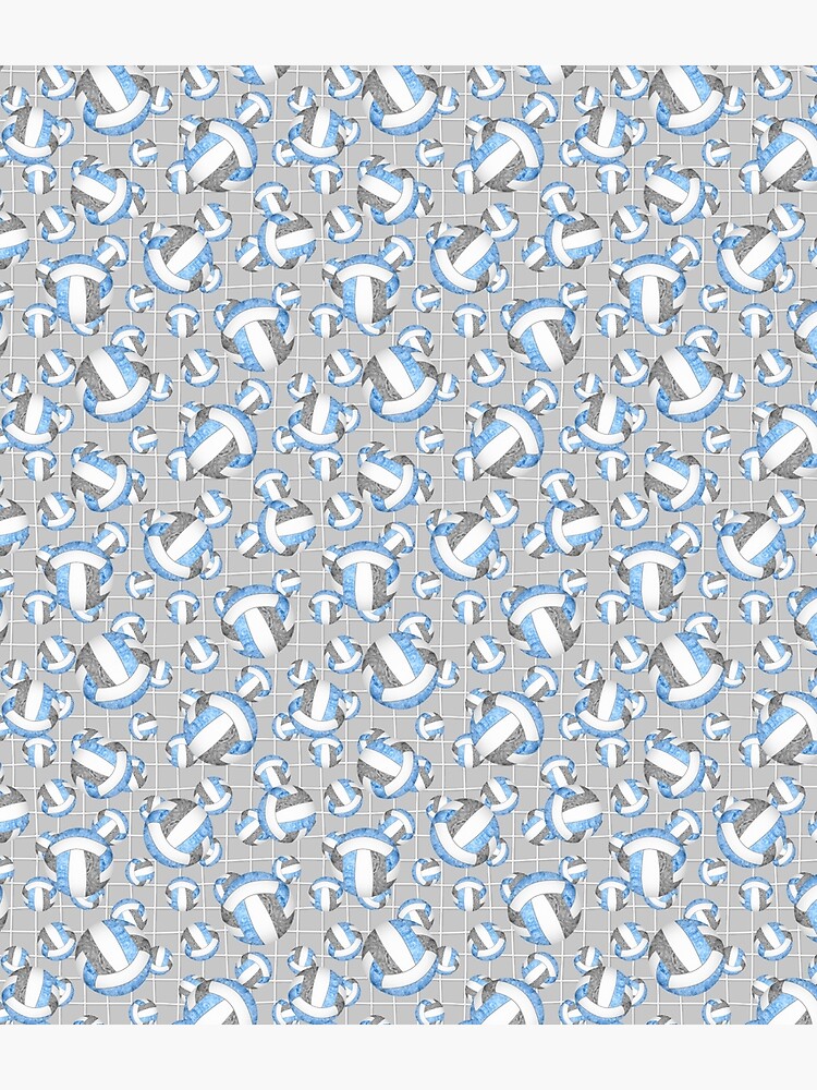 Thumbnail 3 of 3, Backpack, girly light blue gray volleyballs pattern with net detail accent designed and sold by katzdzynes.