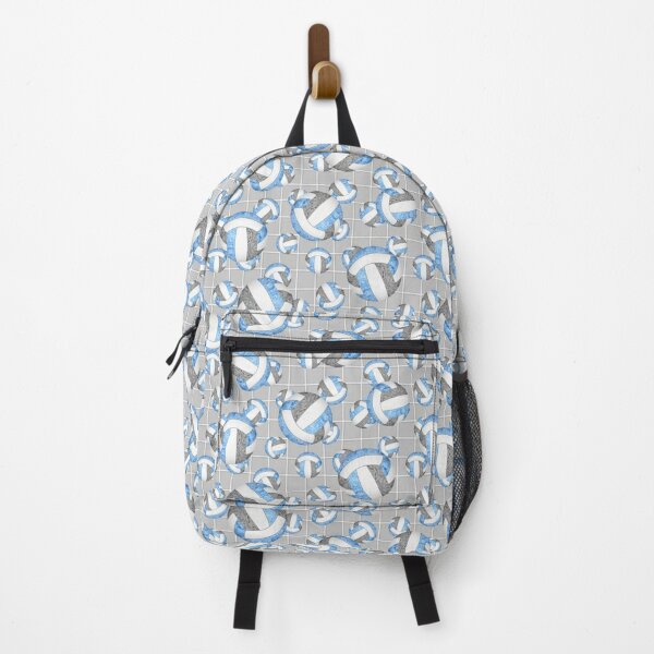 Light blue & gray volleyballs & net pattern backpack