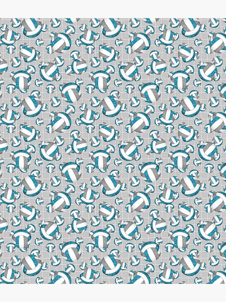 Thumbnail 3 of 3, Backpack, girly teal gray volleyballs pattern with net detail accent designed and sold by katzdzynes.