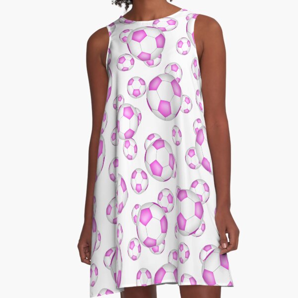 Pink and white soccer balls A-Line Dress