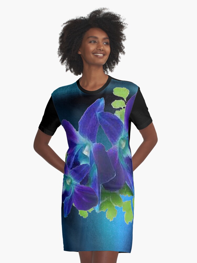 Hawaiian Blue Orchid and Fern Graphic T Shirt Dress for Sale by JMarielle Redbubble