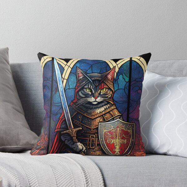 Item preview, Stained Glass Defender Cat designed and sold by 9LivesCats.