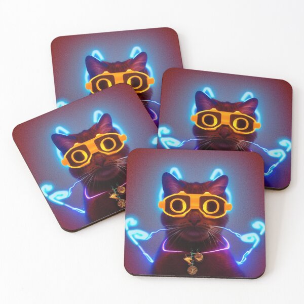 Item preview, exclusive groovy fashionable haute cat with glasses and gold chain designed and sold by ValleyDream.
