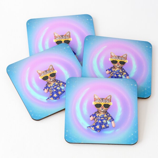 Item preview, exclusive groovy fashionable haute cat with glasses and gold chain designed and sold by ValleyDream.