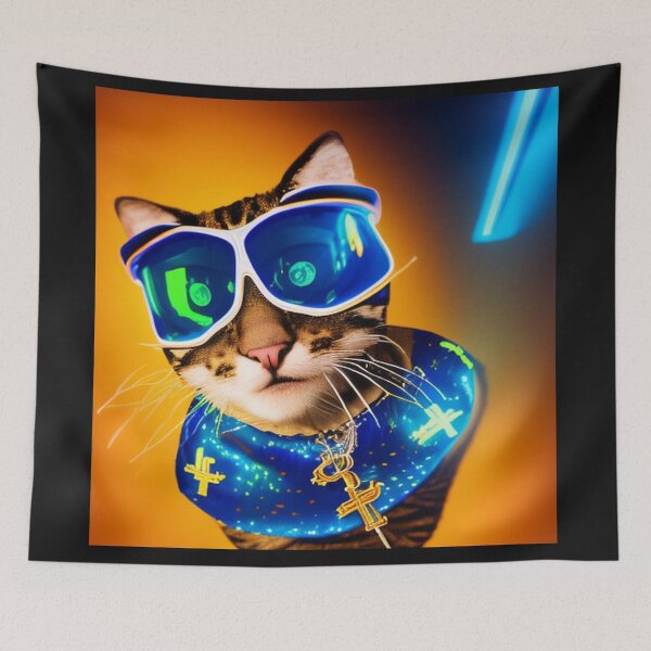 Artikelvorschau, exklusive fetzige modische Haute Cat mit Brille und Goldkette entworfen und verkauft von ValleyDream.