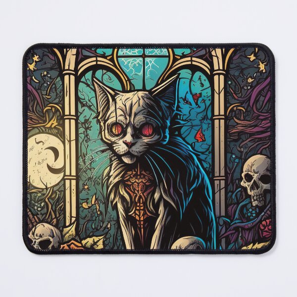 Item preview, Stained Glass Undead Cat designed and sold by 9LivesCats.