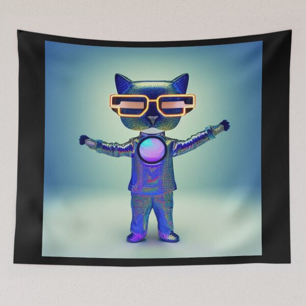 Artikelvorschau, exklusive fetzige modische Haute Cat mit Brille und Goldkette entworfen und verkauft von ValleyDream.