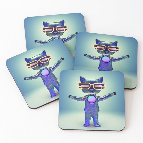 Item preview, exclusive groovy fashionable haute cat with glasses and gold chain designed and sold by ValleyDream.