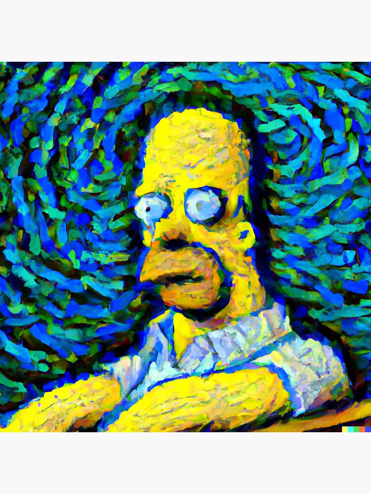 "Homer Simpson through the eyes of Vincent van Gogh" Sticker for Sale