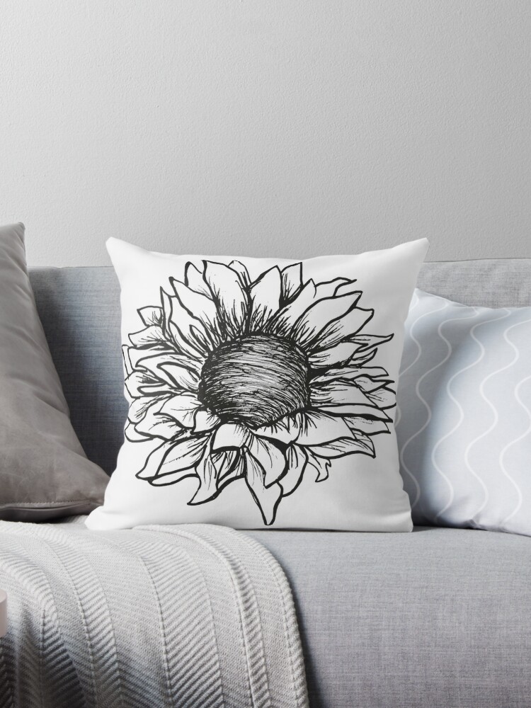 Small Sunflower Drawing Black And White