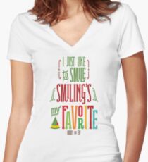 Buddy the Elf - Smiling's My Favorite! Women's Fitted V-Neck T-Shirt