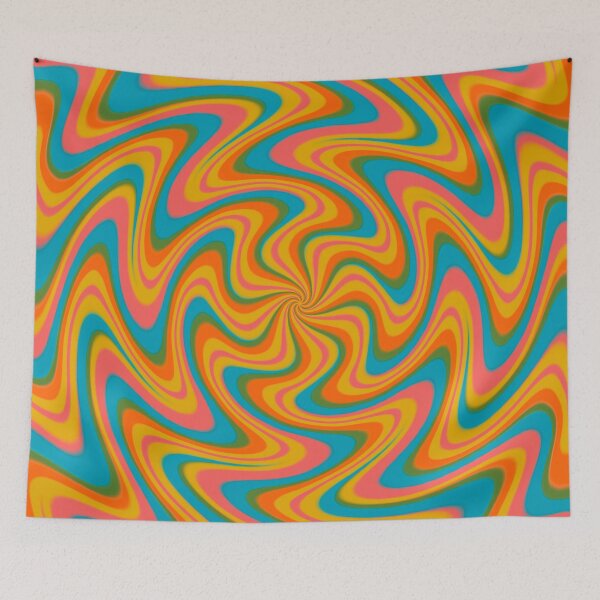 Item preview, Retro vintage 70s rainbow swirl pattern designed and sold by ReneMagritteArt.