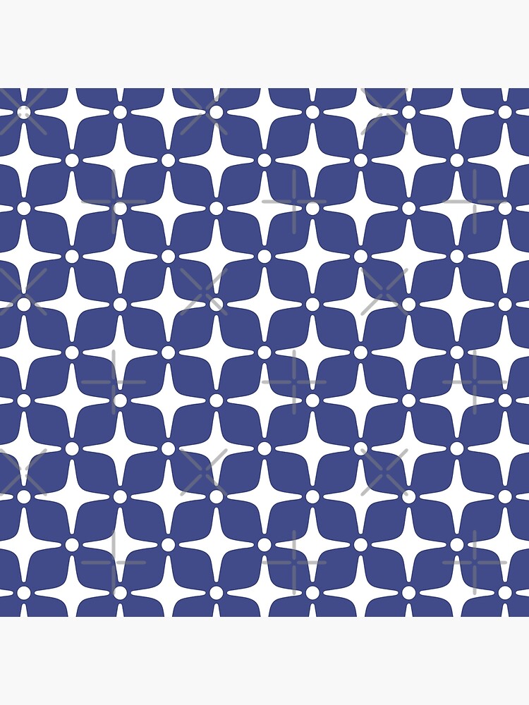 Mid Century Modern Star Pattern Blue
