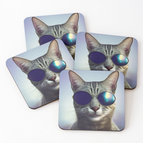 Item preview, exclusive groovy fashionable haute cat with glasses designed and sold by ValleyDream.
