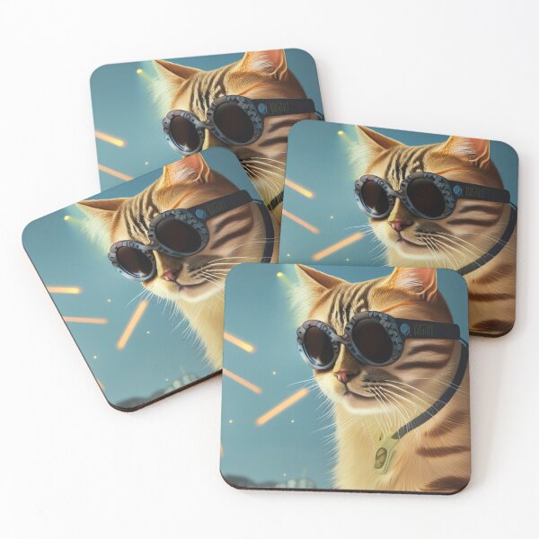 Item preview, exclusive groovy fashionable haute cat with glasses and gold chain designed and sold by ValleyDream.