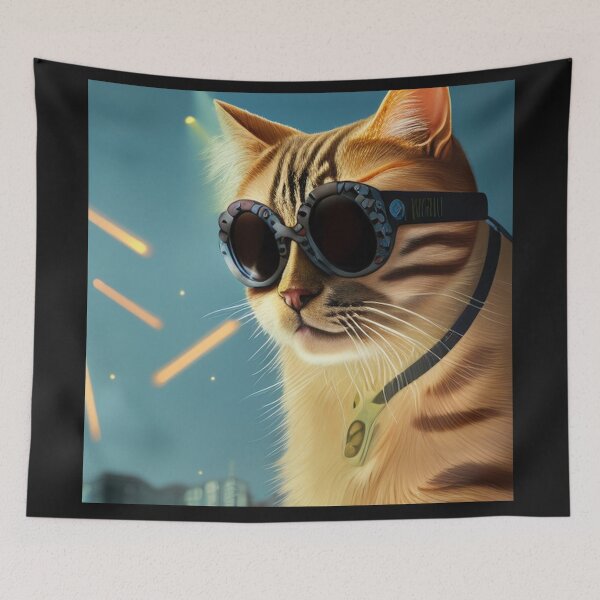 Artikelvorschau, exklusive fetzige modische Haute Cat mit Brille und Goldkette entworfen und verkauft von ValleyDream.