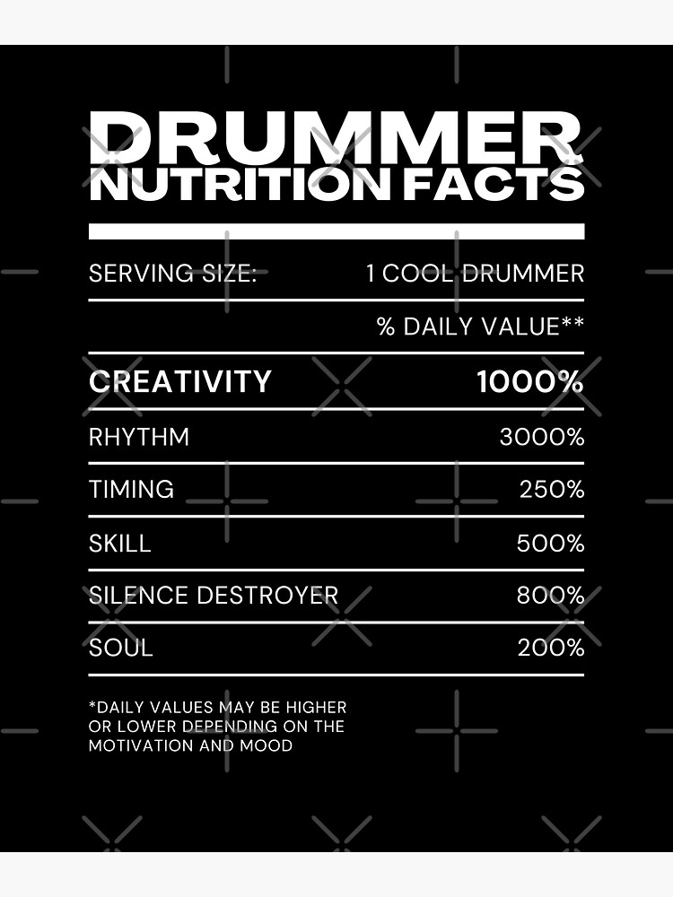 "Drummer Nutrition Facts" Sticker for Sale by weirdrelatives Redbubble