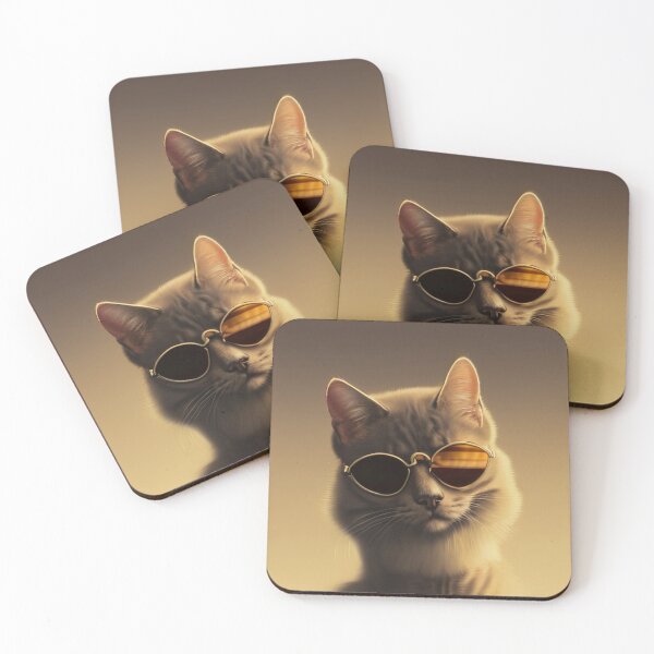 Item preview, exclusive groovy fashionable haute cat with glasses  designed and sold by ValleyDream.
