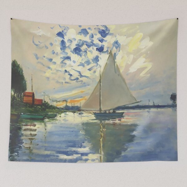 Item preview, Sailboat Le-Petit-Gennevilliers Claude Monet Fine Art designed and sold by Vicky Brago-Mitchell®.