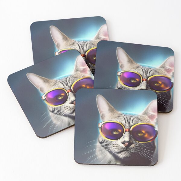 Item preview, exclusive groovy fashionable haute cat with glasses  designed and sold by ValleyDream.