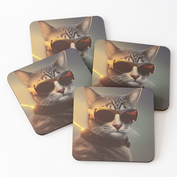 Item preview, exclusive groovy fashionable haute cat with glasses  designed and sold by ValleyDream.