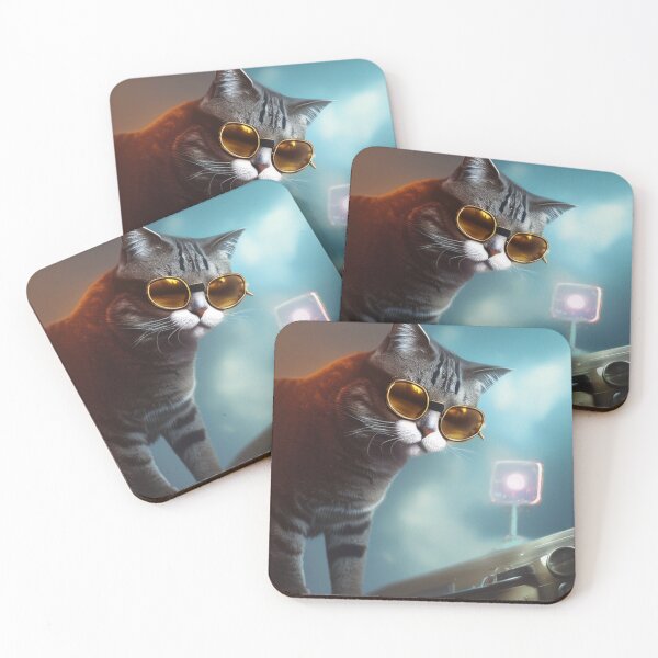 Item preview, exclusive groovy fashionable haute cat with glasses  designed and sold by ValleyDream.