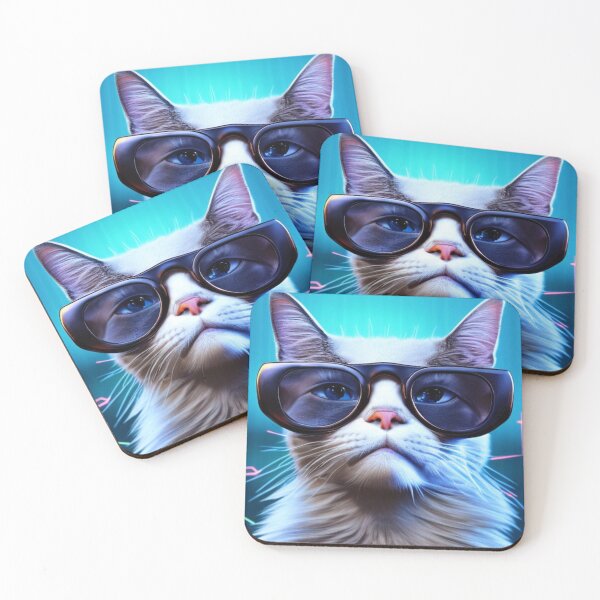 Item preview, exclusive groovy fashionable haute cat with glasses  designed and sold by ValleyDream.