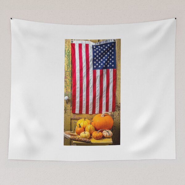 Item preview, American Flag And Autumn Pumpkins designed and sold by Garry Gay.