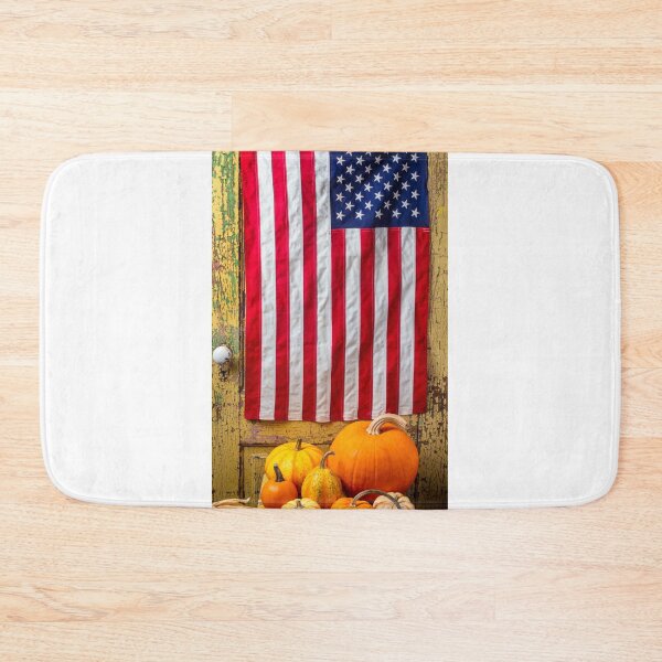 Item preview, American Flag And Autumn Pumpkins designed and sold by Garry Gay.