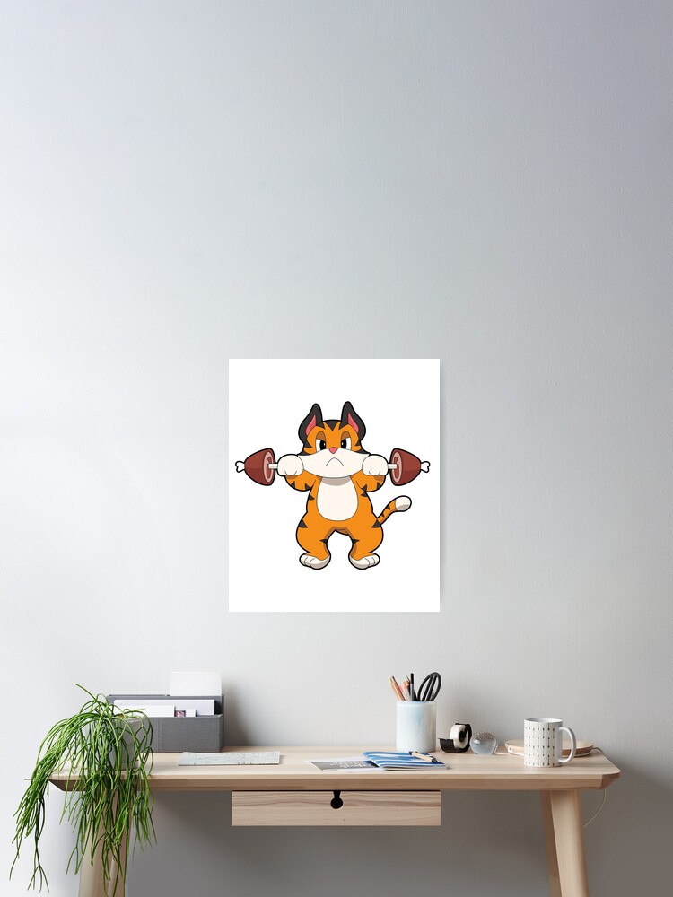 Aperçu 2 sur 3. Poster avec l'œuvre Tiger Weight lifting Barbell créée et vendue par Snabdesign84.